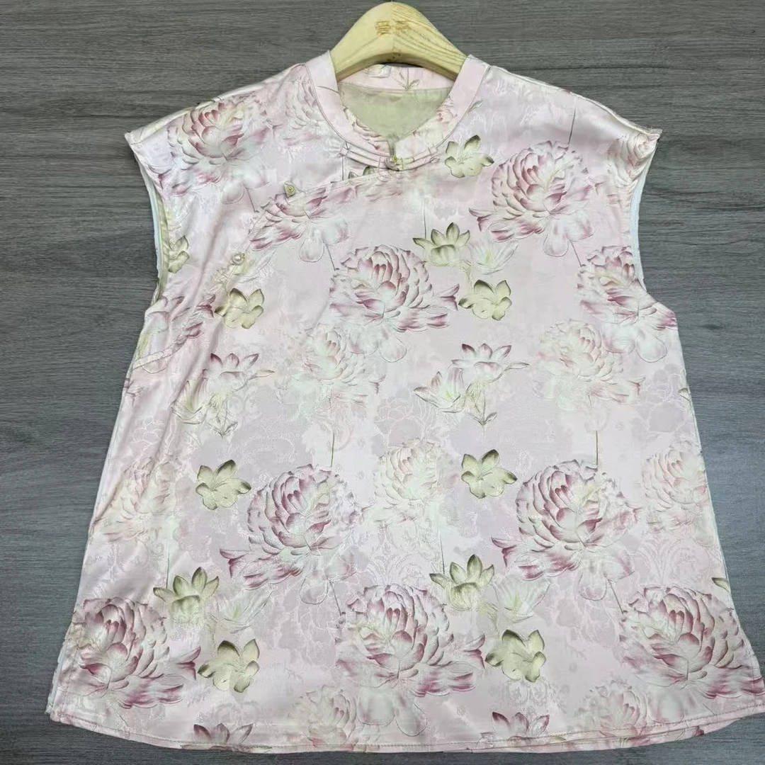 【莲莲】飞飞袖花纹套头立领印染上衣提花新中式显瘦小衫1278