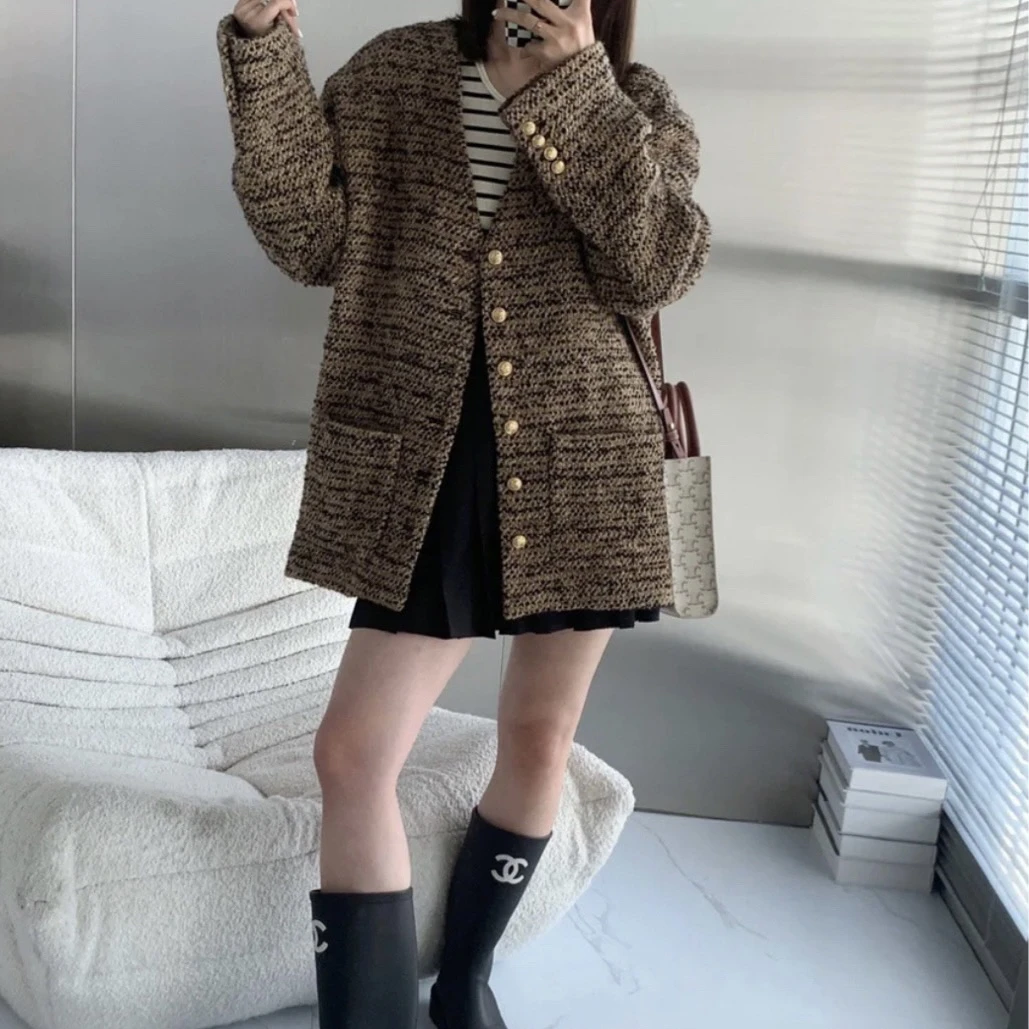 99新 Celine/思琳 C300659/粗花呢秀款外套/34码