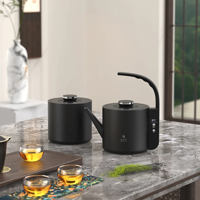全太太304不锈钢烧水壶黑色双孔嵌入式全自动上水泡茶专用