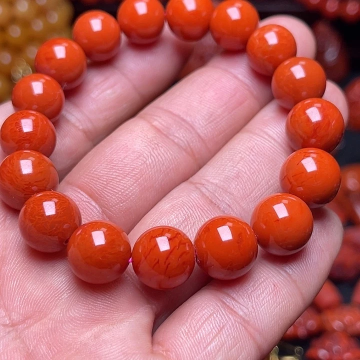 南红玛瑙未镶嵌川料精工圆珠手串卡12mm