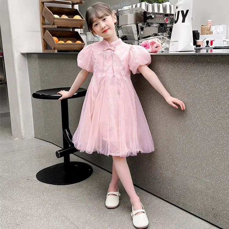 女童裙子夏季2025新款夏装女孩公主裙儿童国风连衣裙女大童旗袍夏