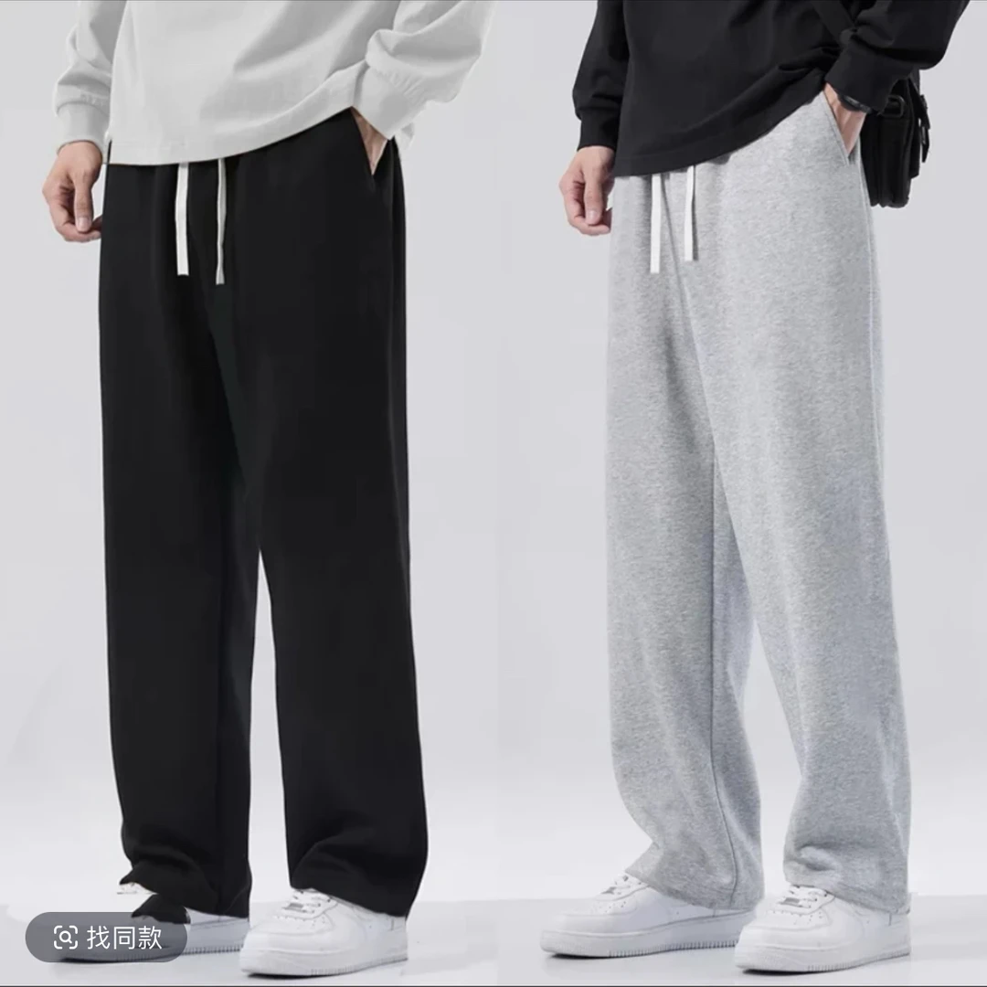 100棉 男女同款运动休闲裤夏薄款百搭宽松针织不过时直筒ins