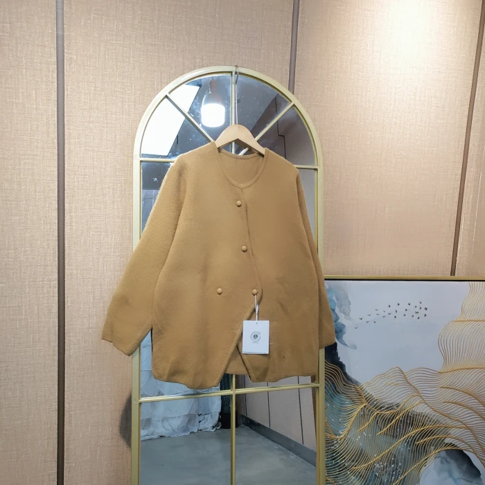 AE930孕妇咖色毛衣开衫100-140