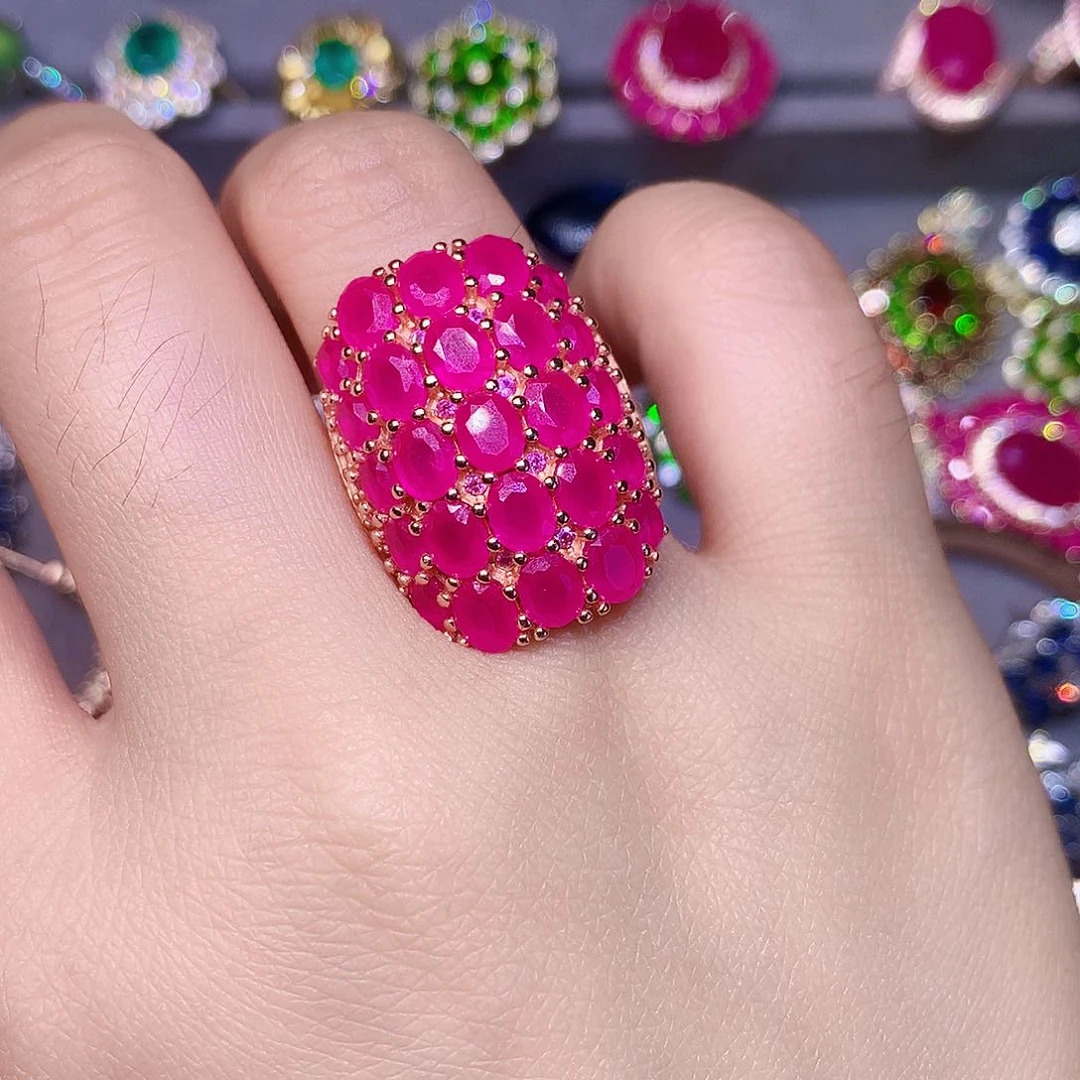 银S925镶嵌戒指红宝石