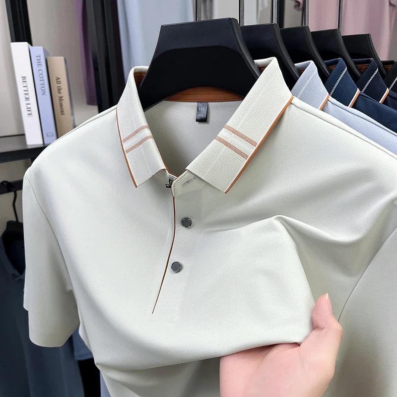 夏季新款男士polo衫商务休闲翻领短袖男时尚撞色领男上衣百搭基础