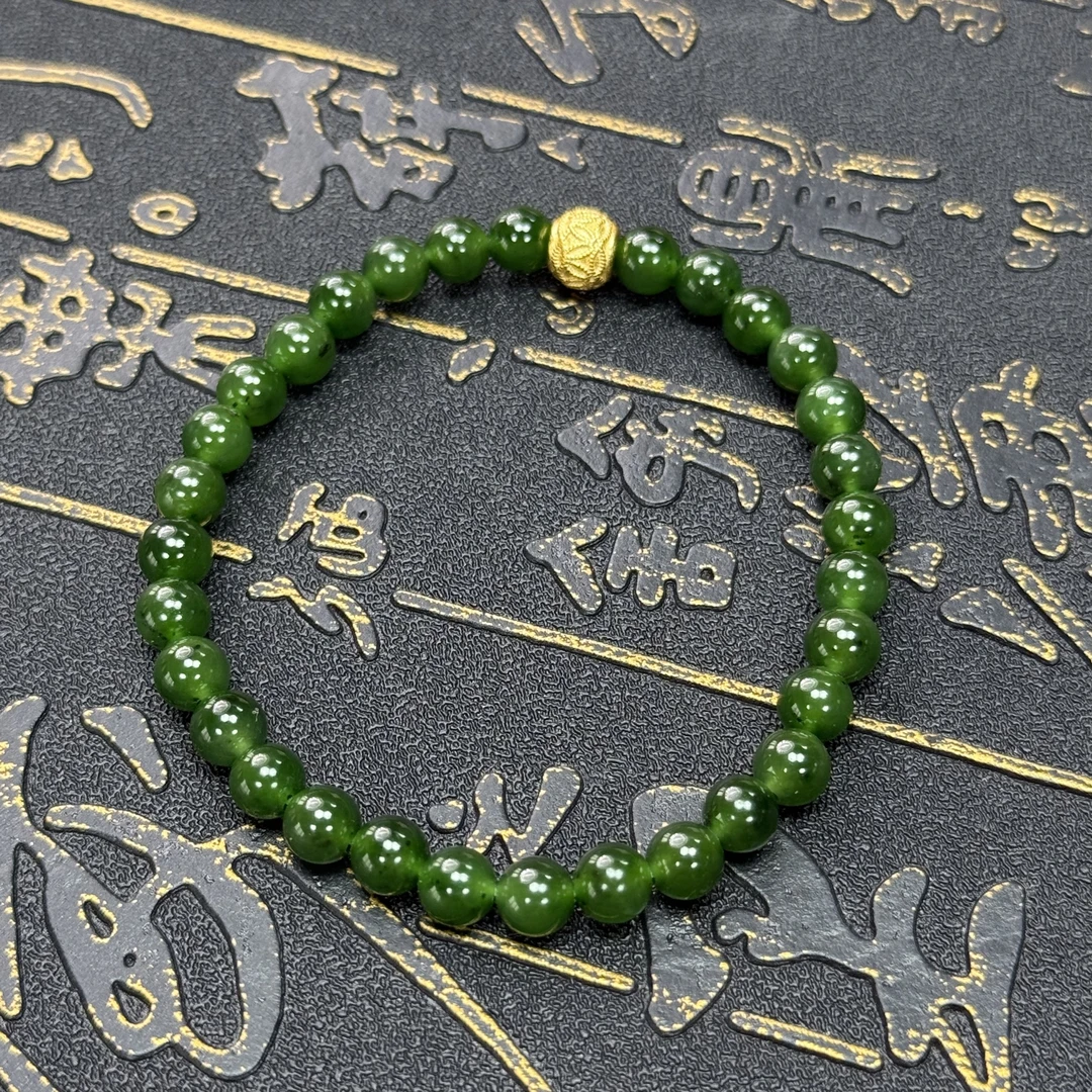【小师妹见面礼】S925银桶珠DIY和田玉碧玉手串卡6mm  CZ