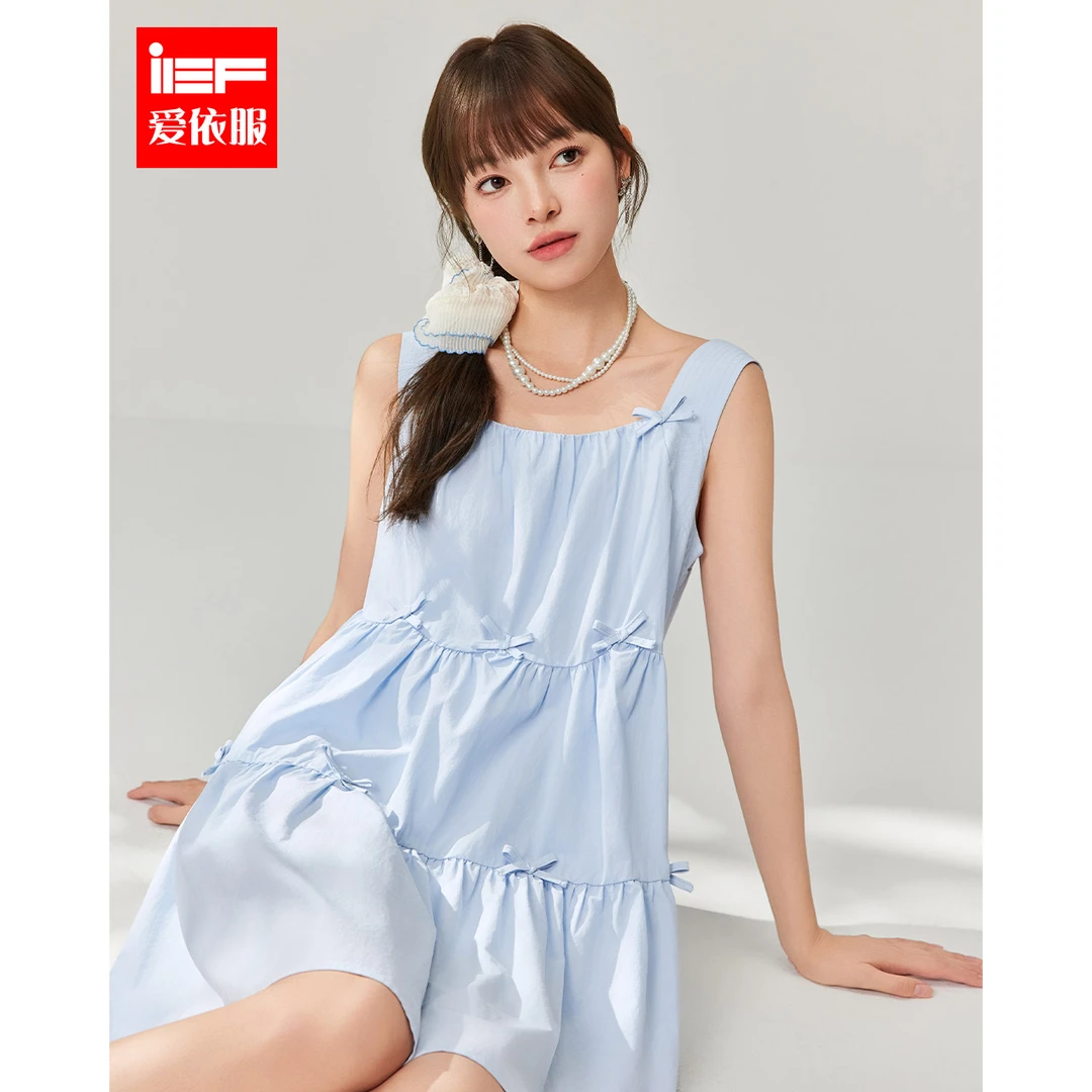 IEF/爱依服2025夏季新款法式甜美减龄气质蝴蝶结设计少女风背裙心