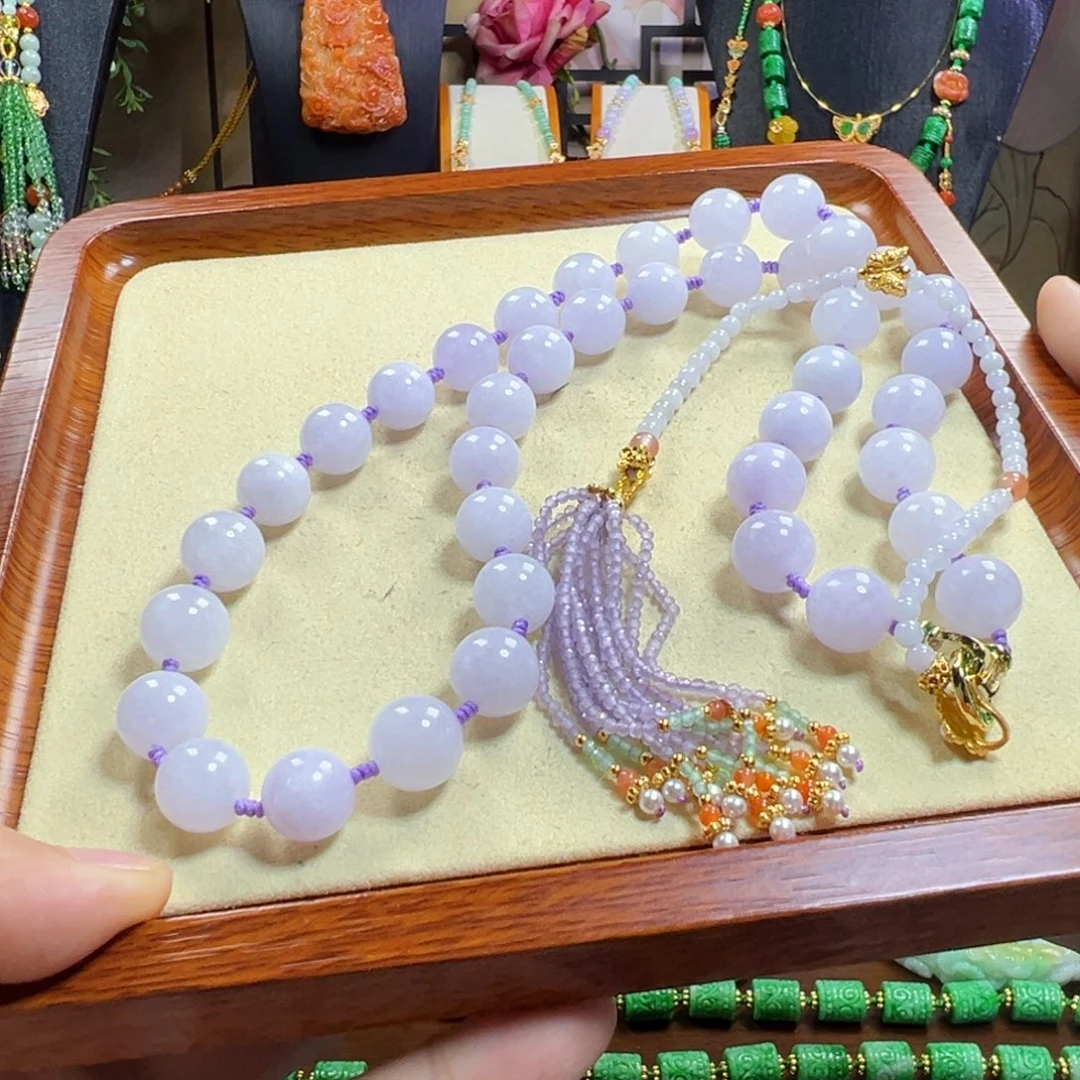 翡翠未镶嵌吊坠(赠链)冰紫项链