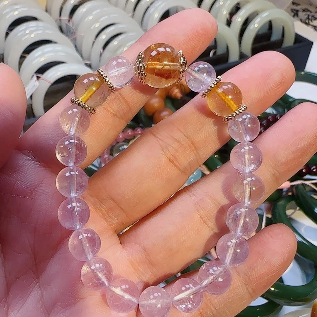 水晶手链未镶嵌薰衣草籽加黄塔金