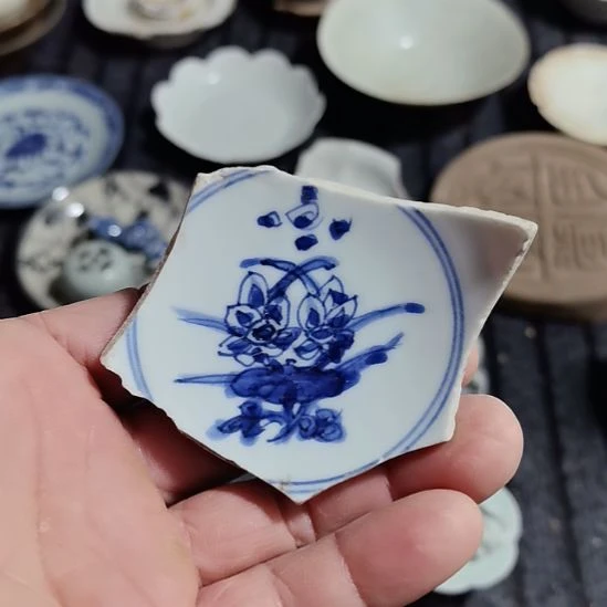 瓷片青花影青杯垫学习标本