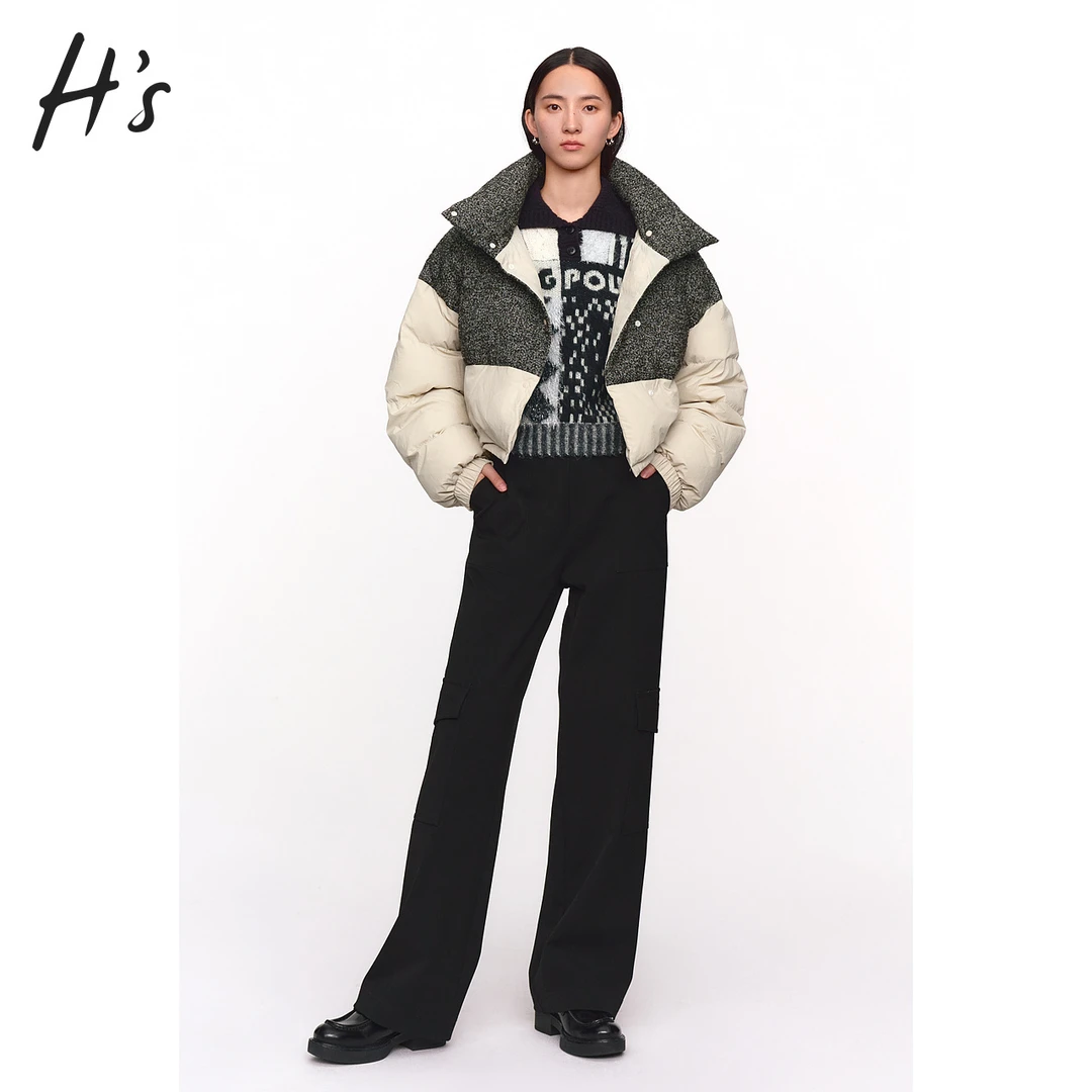 【赵老板专属2019】H'S黑色裤冬时髦高弹力面料机能工裤