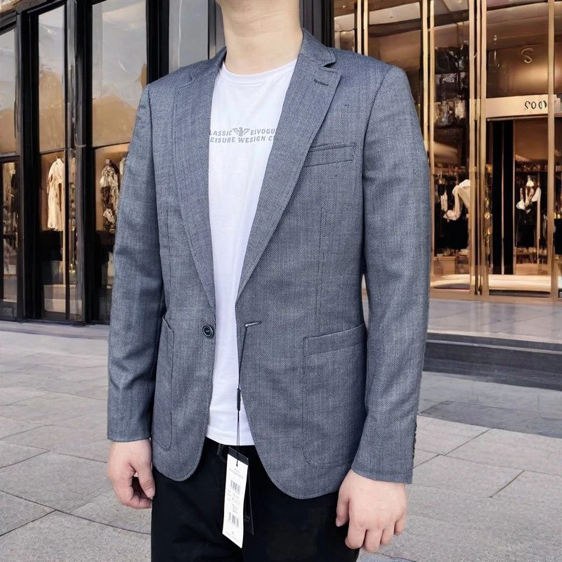 850362羊毛81.9%+桑蚕丝18.1% 2025年夏季薄款西服单层羊毛西装男