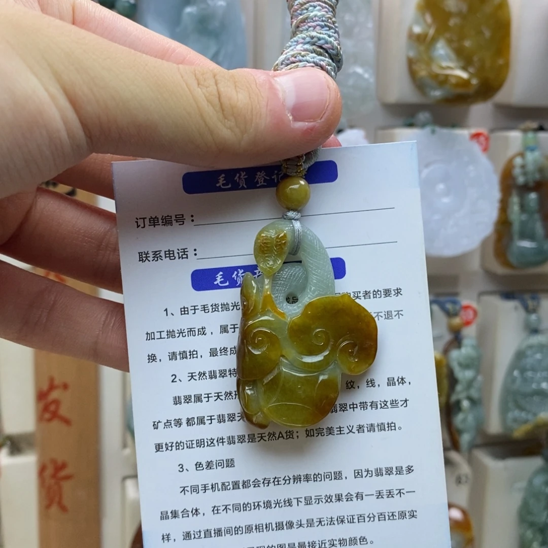 翡翠未镶嵌颈饰蛇