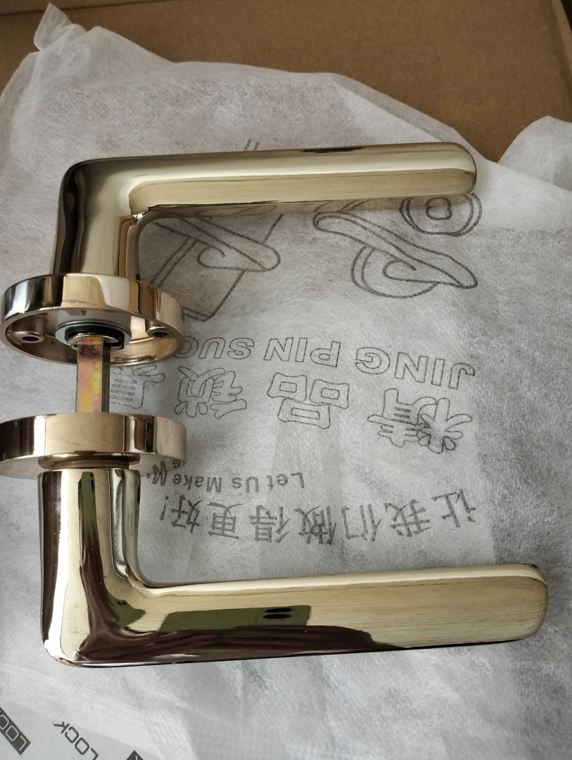 亮光三叉铜电开卧室门锁