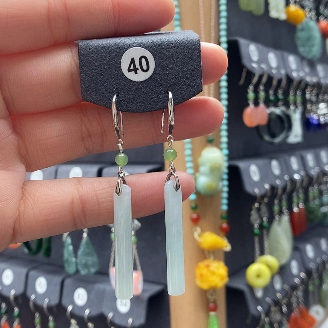 翡翠银S925镶嵌耳饰