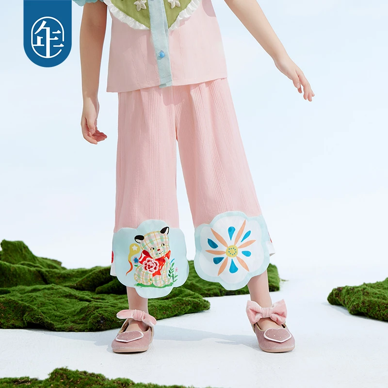【全糖主义】年衣夏季新款国风女童长裤女宝中式国风阔腿裤休闲裤