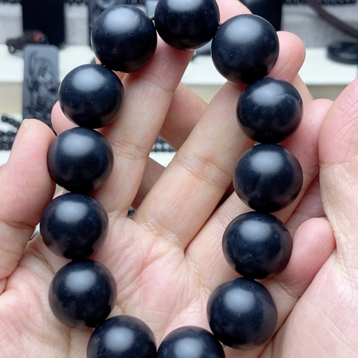 未镶嵌手链和田玉卡18圆珠手串 亚光