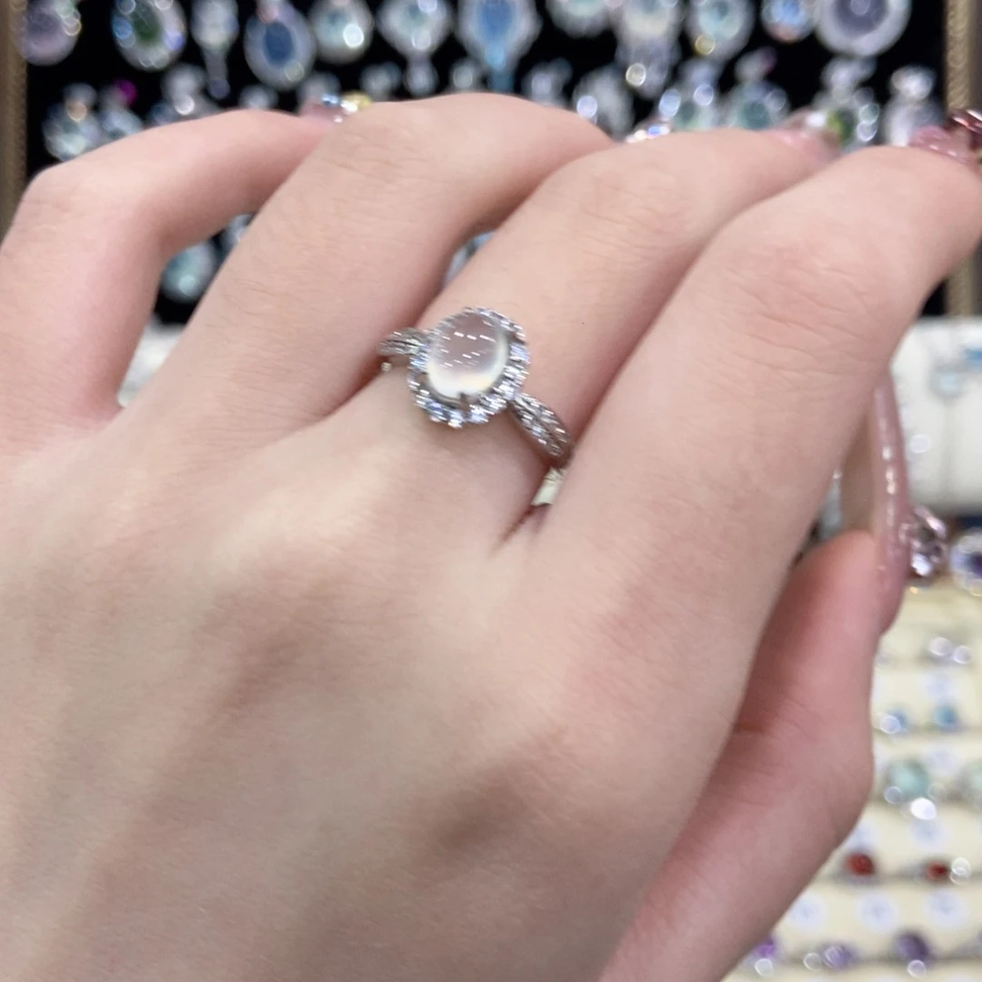 蛇纹石玉银S925镶嵌戒指