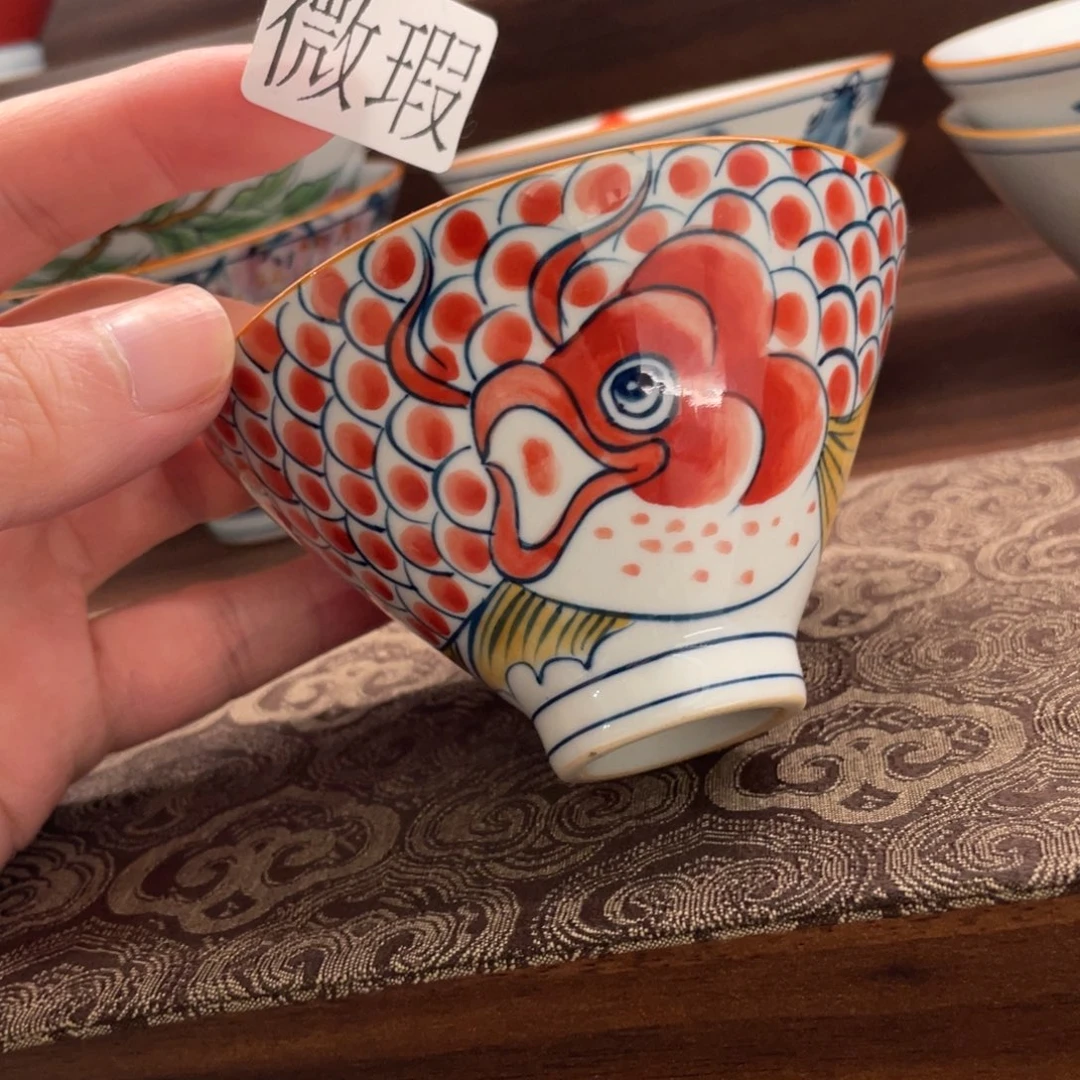 釉下手绘茶具微瑕