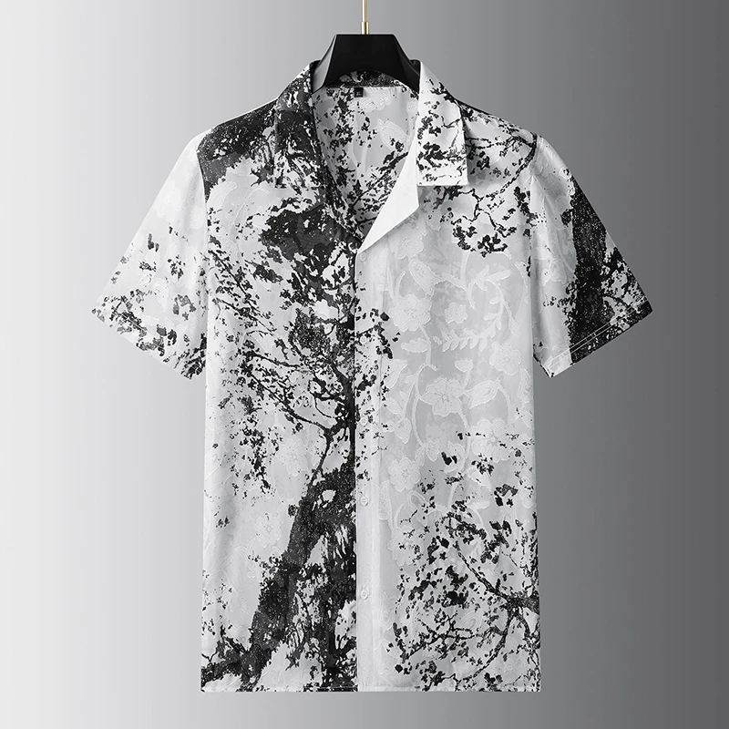 【老周大码】Z-大码男士夏季休闲枪驳领潮流薄款短袖衬衫