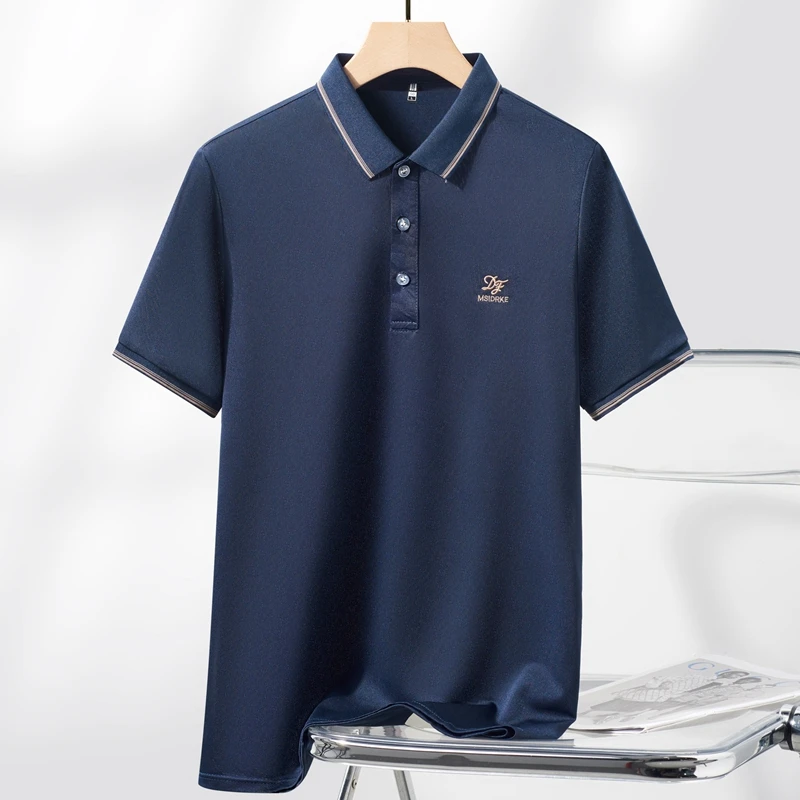 爸爸装夏装短袖T恤衫中年男士夏季翻领上衣中老年人男装薄款衣服