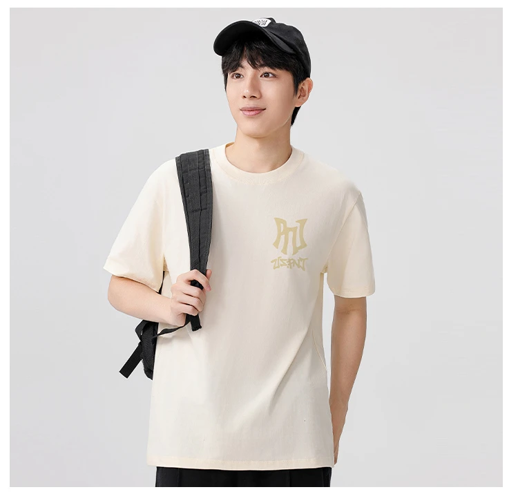 纯棉短袖t恤男士圆领半袖体恤夏季新款时尚印花潮流男款上衣服
