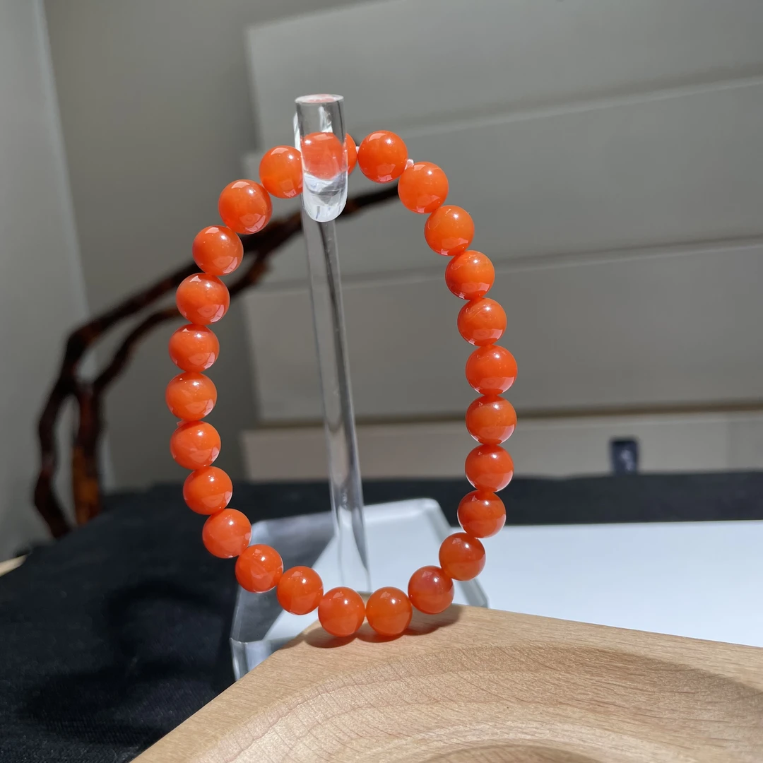 高抛保山杨柳料南红手串8mm KT24102404