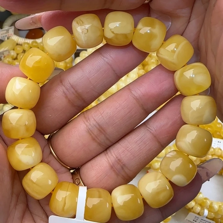 手链蜜蜡未镶嵌白花老型手串