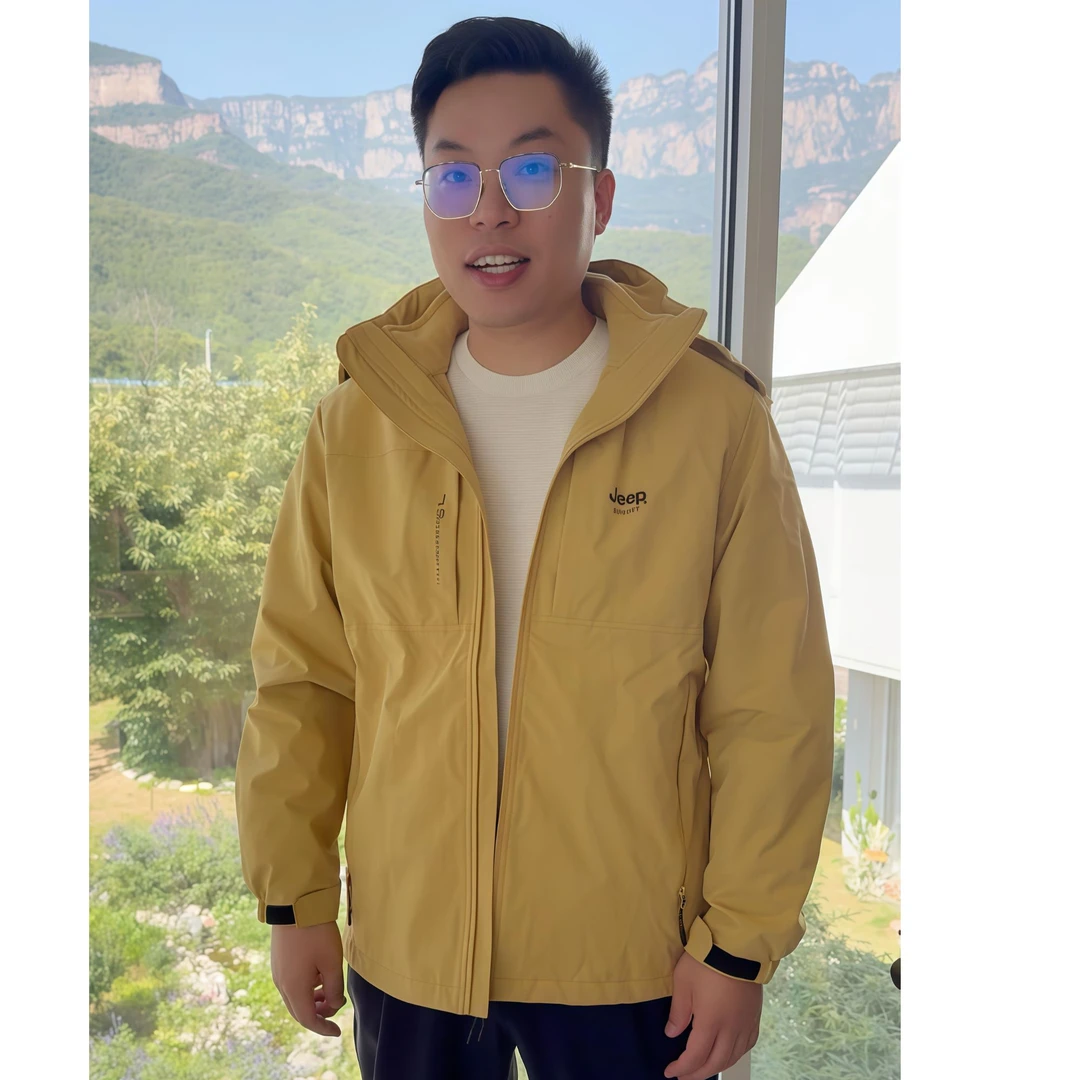 JEEPSPIRIT吉普登山三合一可拆卸外套防风防水户外男女同款冲锋衣
