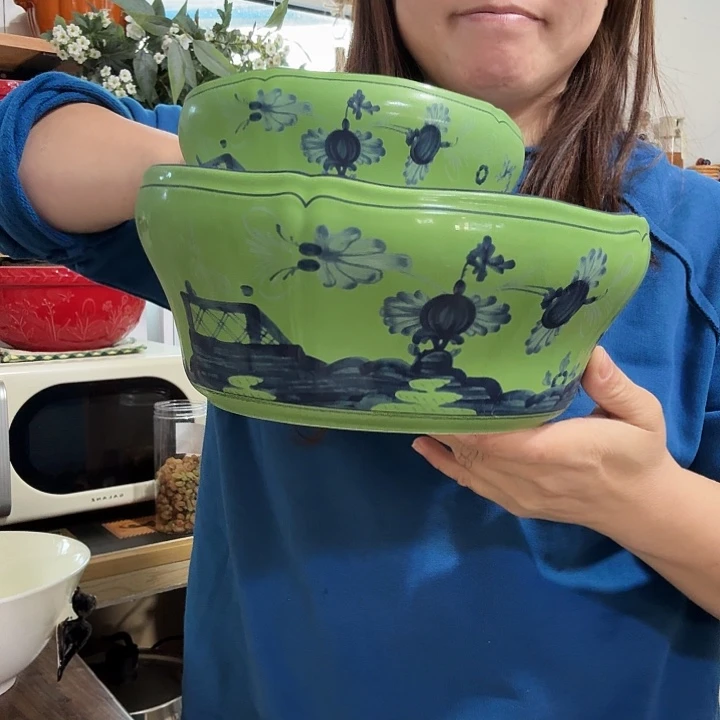 骨瓷绿色沙拉碗套装