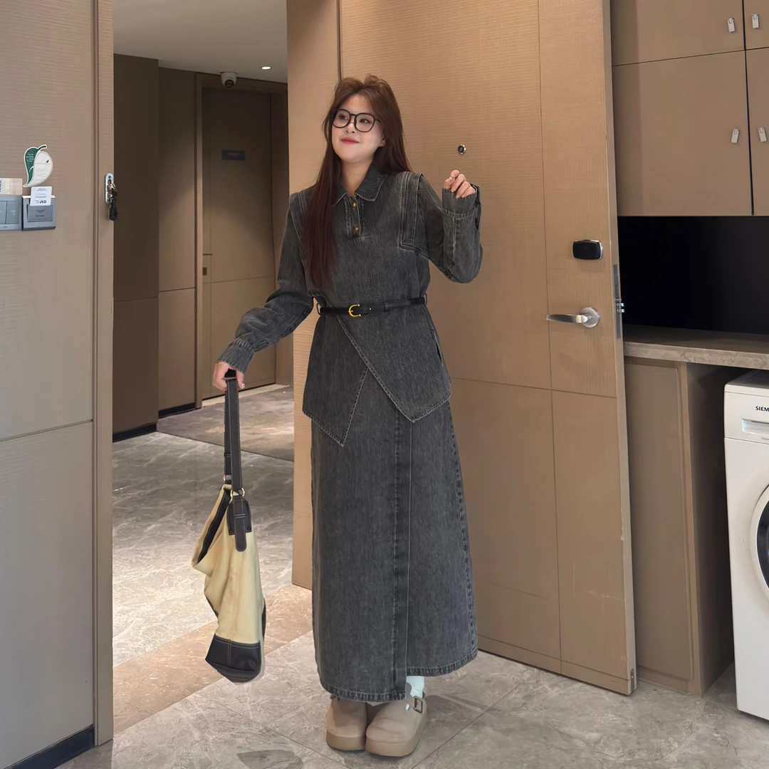 盈盈&南岛风大码女装2025春新款牛仔上衣胖mm宽松显瘦套装ZYY1400