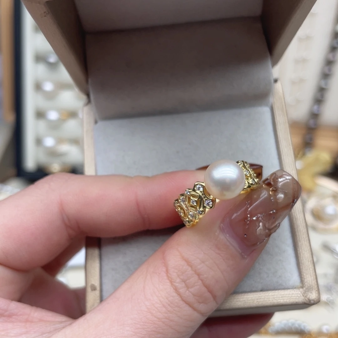 海水珍珠银S925镶嵌戒指S82