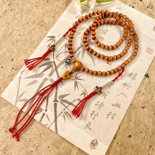 玛瑙6mm天然一线药师108颗念珠多圈手串个性颈饰