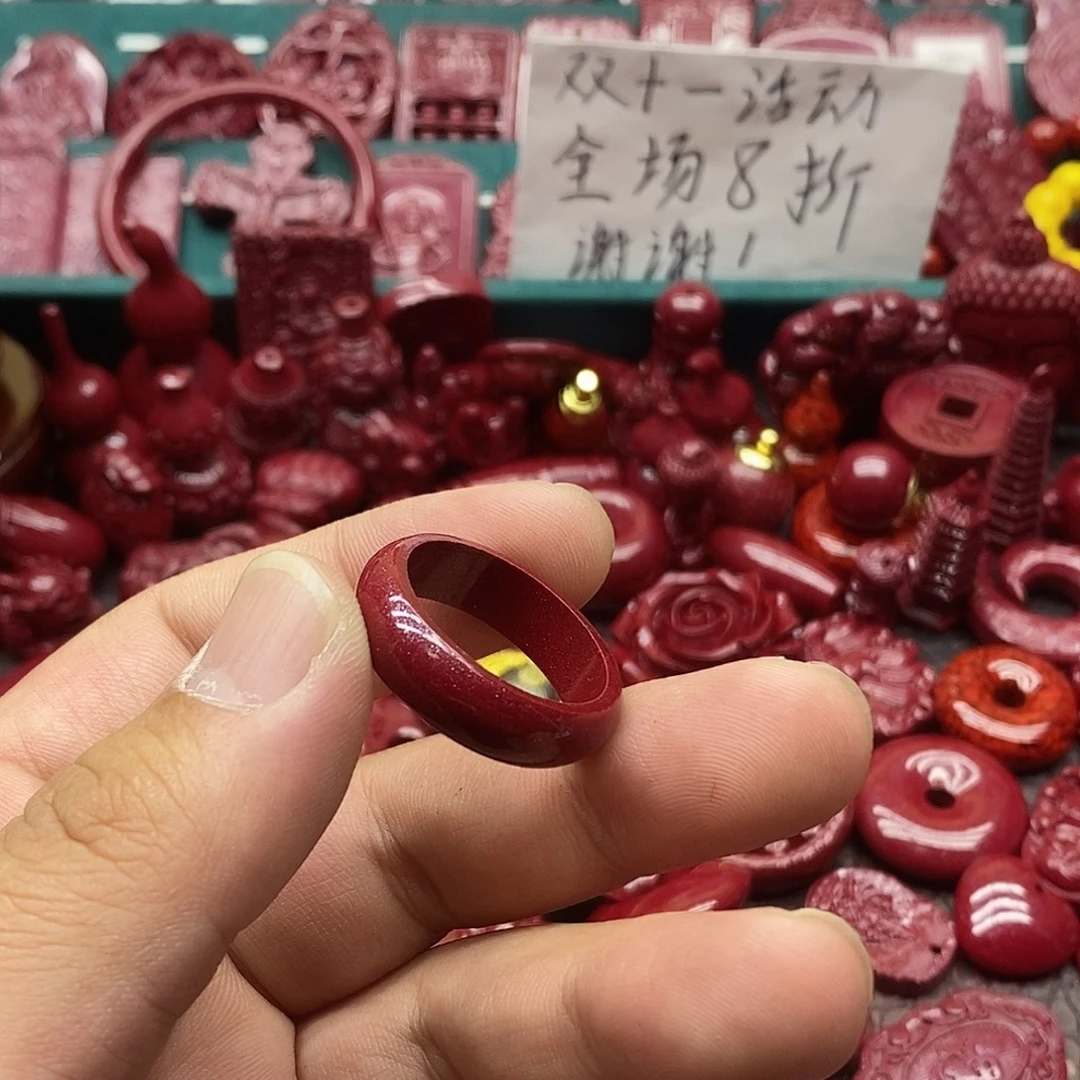 天然辰砂朱砂戒指