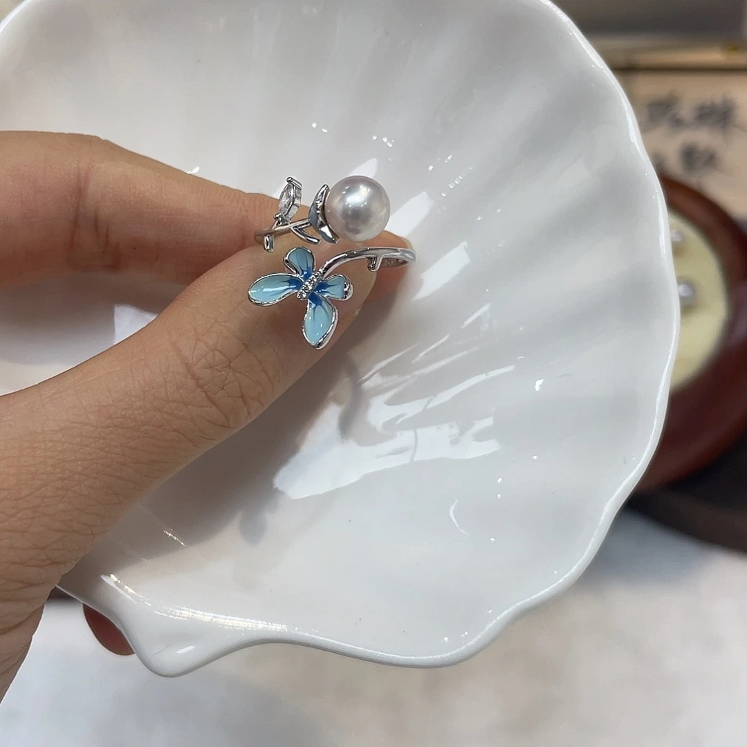 银S925镶嵌戒指海水珍珠