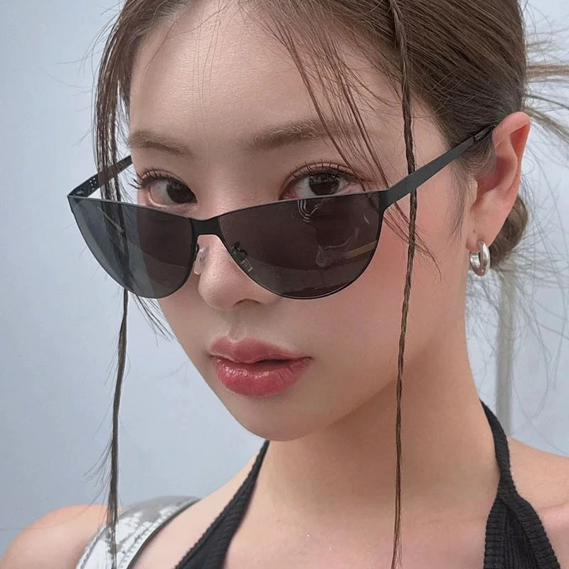 欧美网红下半框个性太阳镜复古太阳眼镜街拍时尚墨镜女士凹造型潮