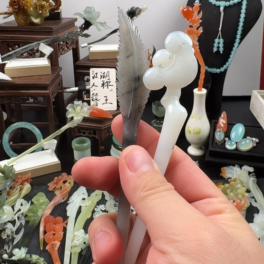 蛇纹石玉未镶嵌发饰