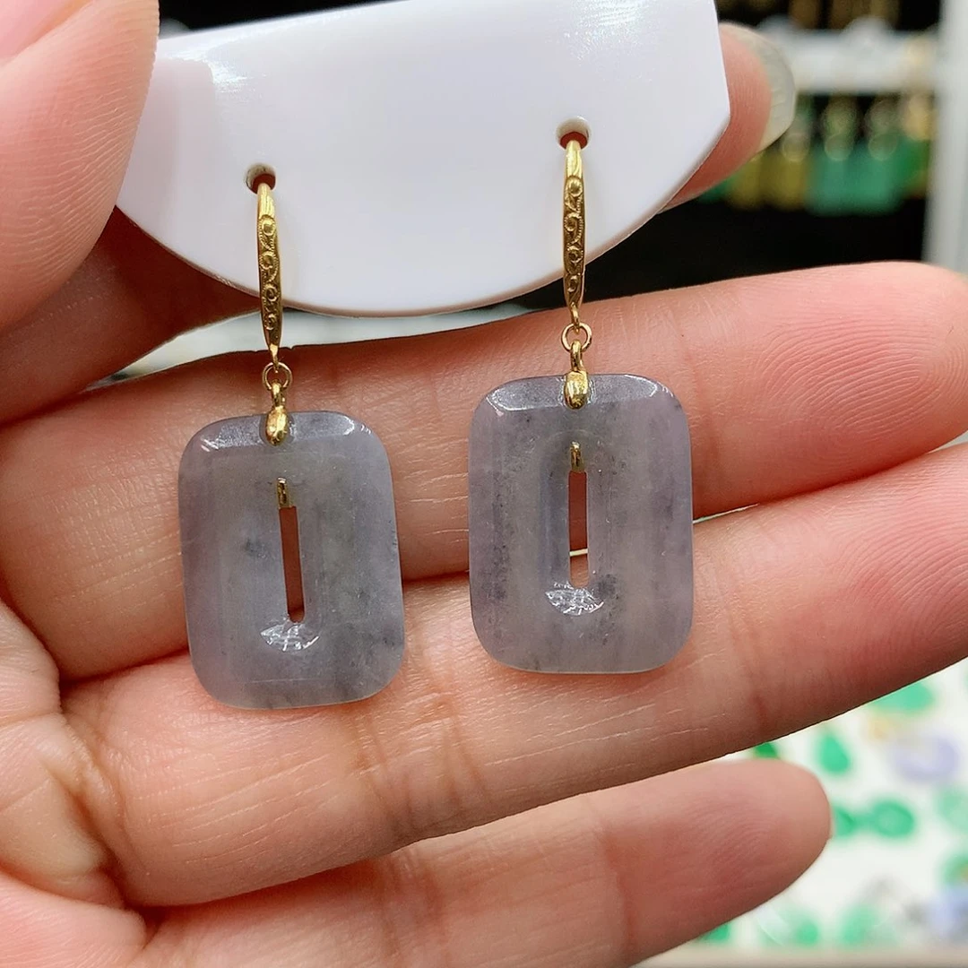 翡翠耳饰18K金镶嵌的