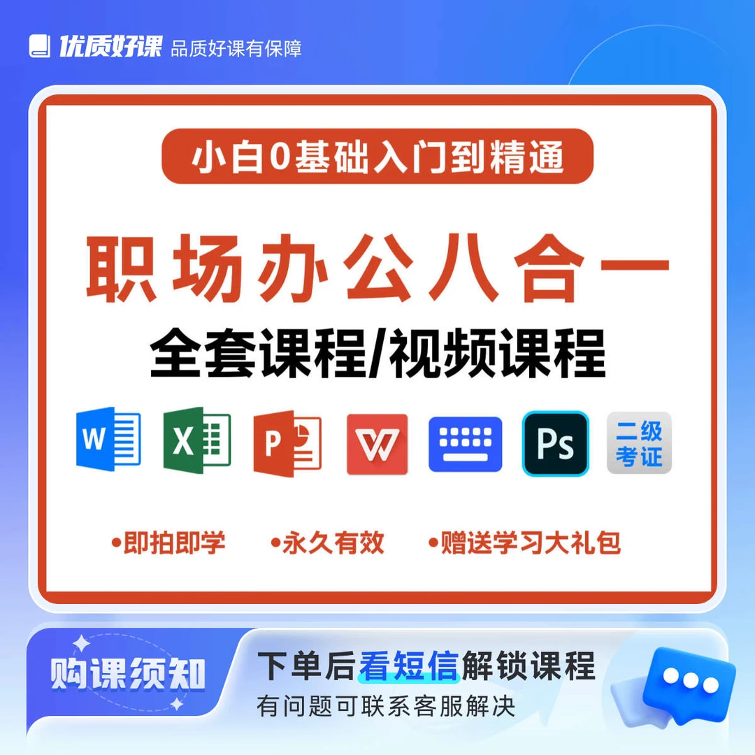 十年办公经验-office入门到精通线上视频教学课程