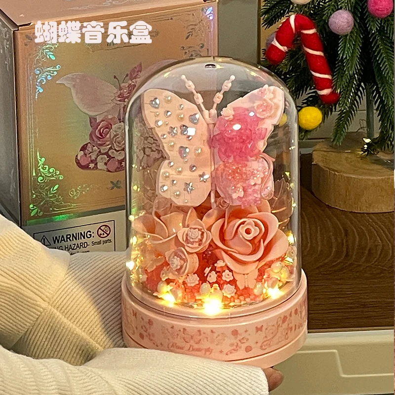 蝴蝶仙子积木颗粒拼装手工diy520礼物送女友闺蜜生日礼物唯美装饰