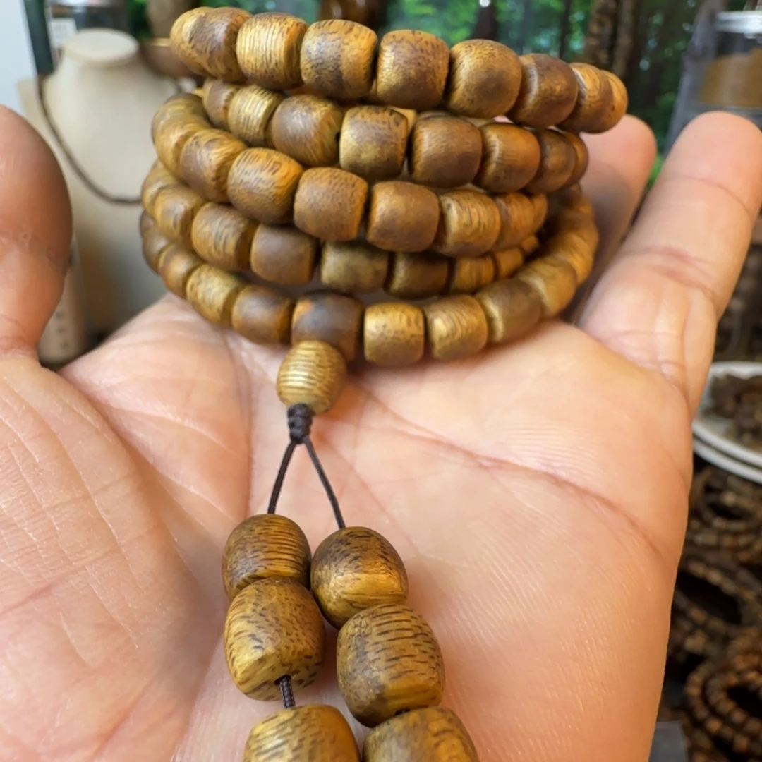 手串沉香白棋08鼓珠多圈发一