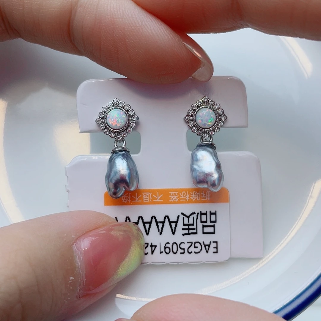 耳饰海水珍珠银S925镶嵌w69