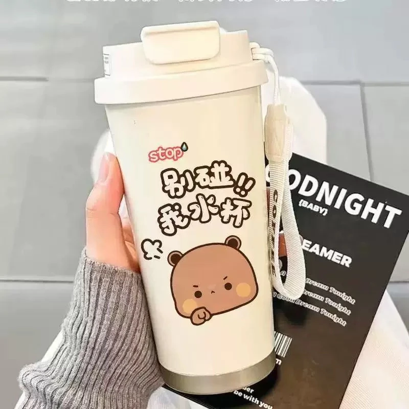 一二布布高颜值双饮咖啡杯316不锈钢男女学生便携大容量水杯