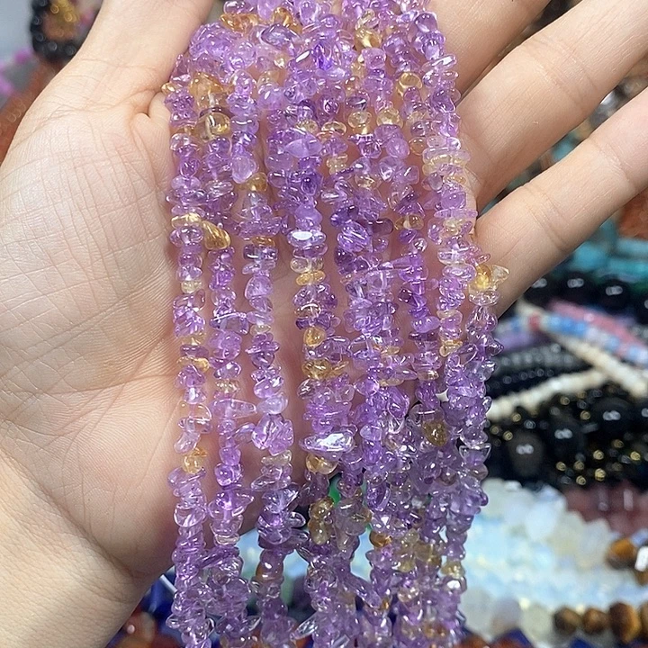 未镶嵌玛瑙/玉髓珠宝半成品天然高透紫黄晶绕手4圈