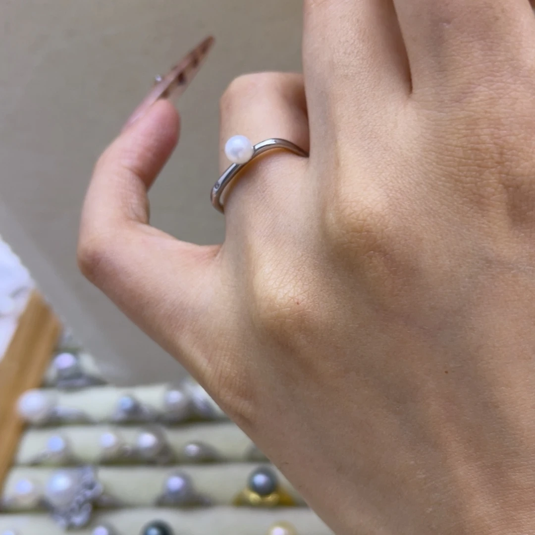 淡水珍珠银S925镶嵌戒指