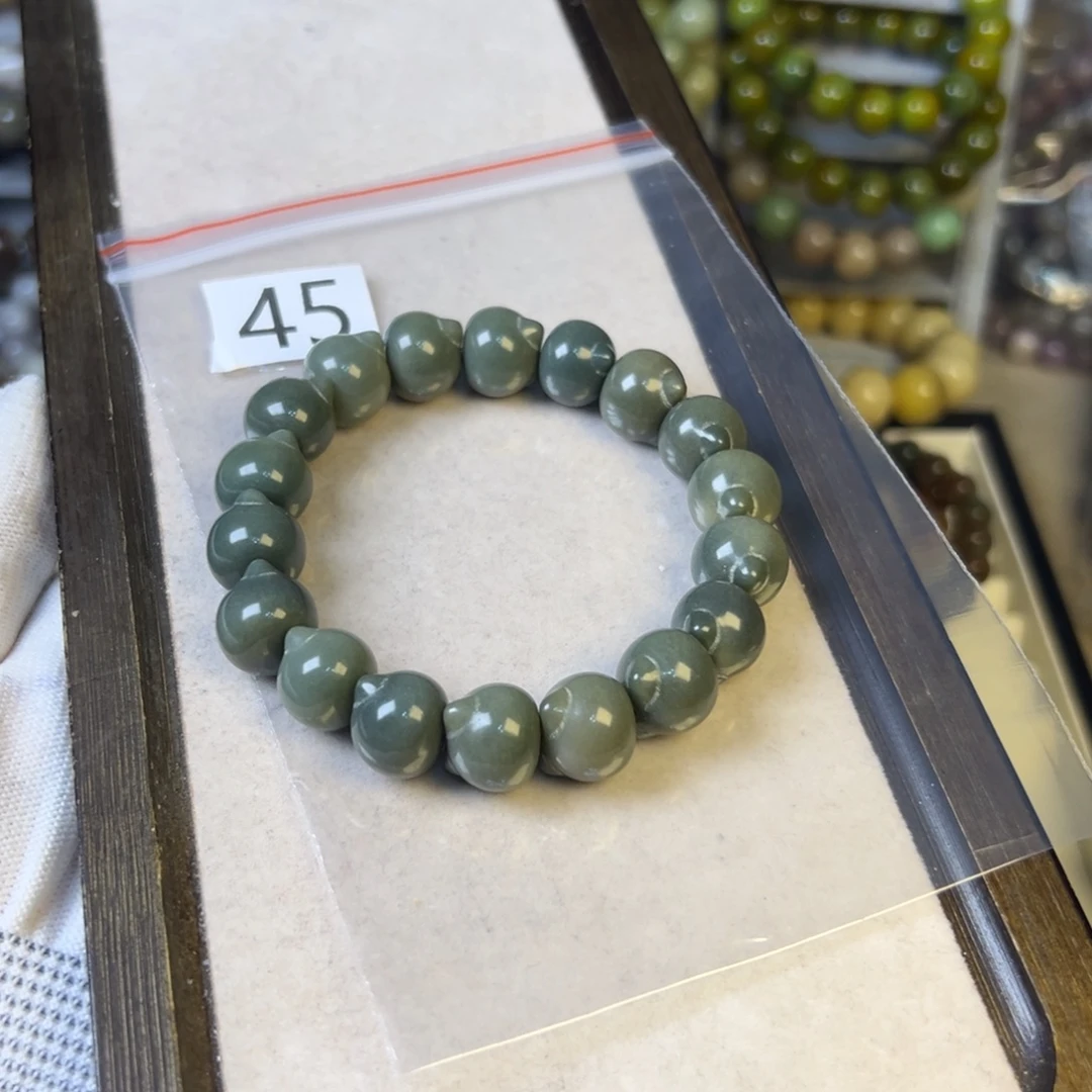 南***歆手串菩提根/象牙果45号绿猫猫头卡14.4