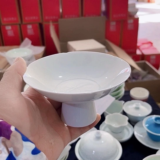 景德镇瓷器手工果盘小高足1个