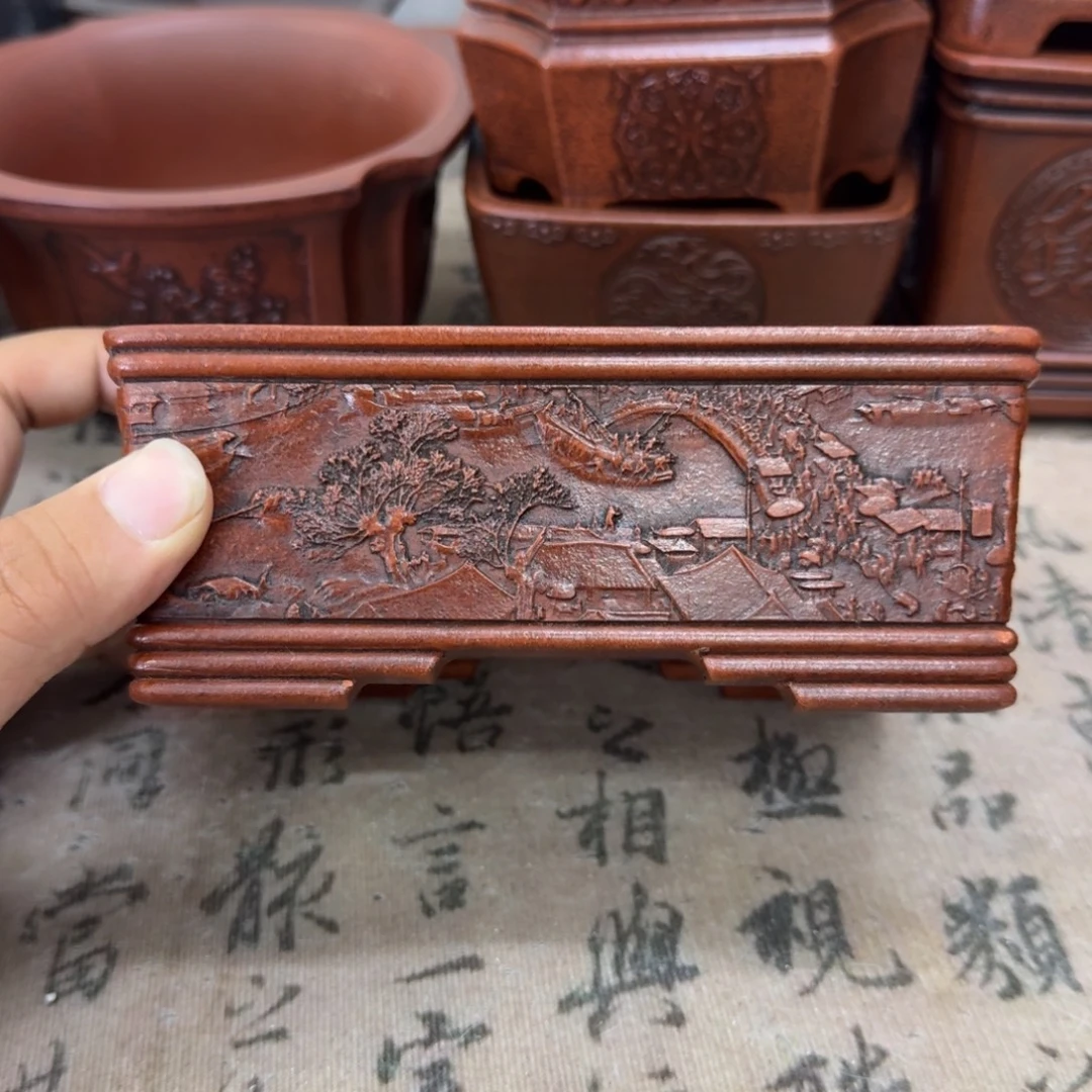 紫砂花盆14x10x4.8内经紫砂花盆