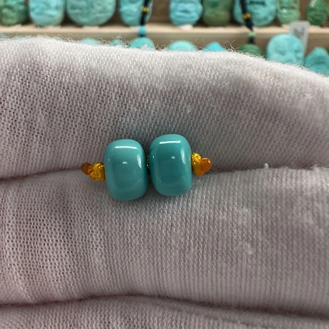 未镶嵌绿松石老型对珠7.4x5mm