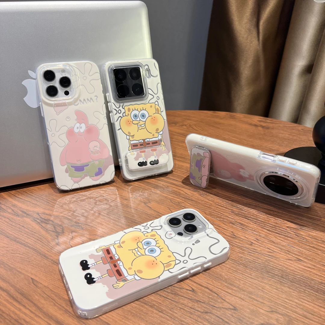 海绵宝宝支架适用苹果16手机壳iPhone15小米14女vivoppo华为p70